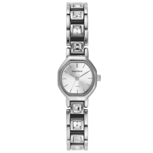 Relógio Feminino Facetado Cristais Prata Mondaine 33000l0mvnm3