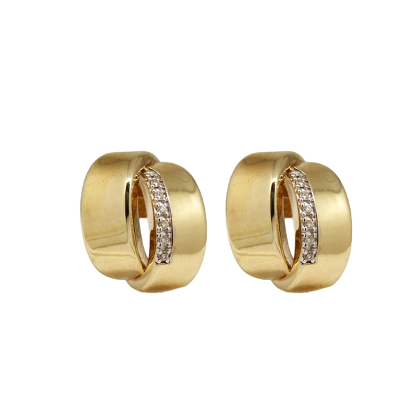 Brinco Duplo Fosco em Ouro 10k e Diamante