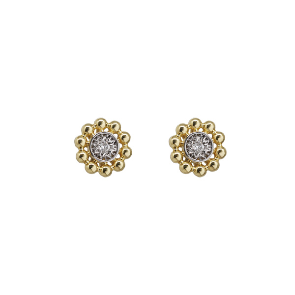 Brinco Esferas em Ouro 18k e Diamante