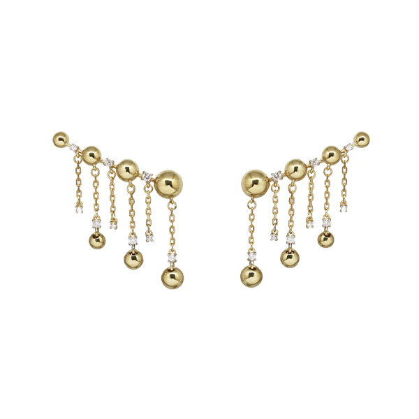 Brinco Franja em Ouro 18k e Diamante