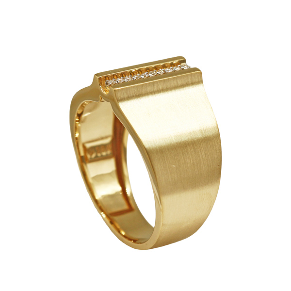 Anel Fosco em Ouro 18k e Diamante