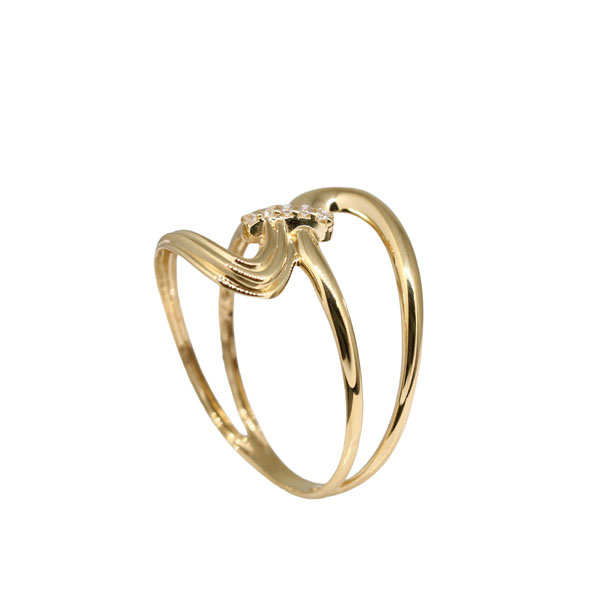 Anel Vazado em Ouro 18k e Zircônias