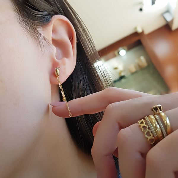 Brinco Longo em Ouro 18k e Topázio