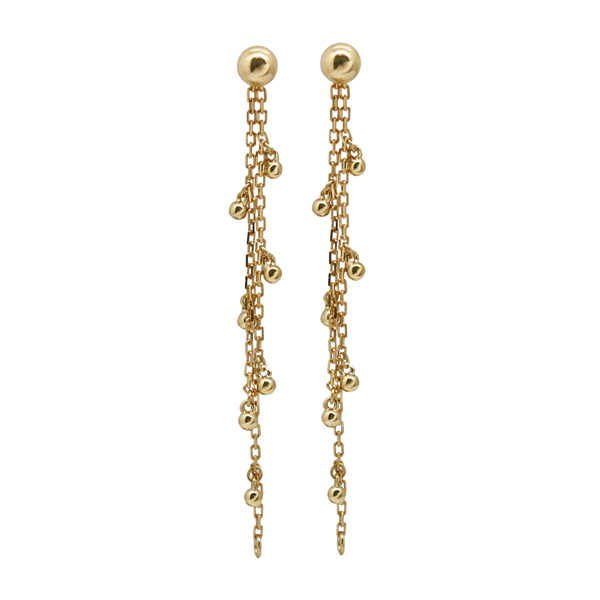 Brinco Franja Esferas em Ouro 18k