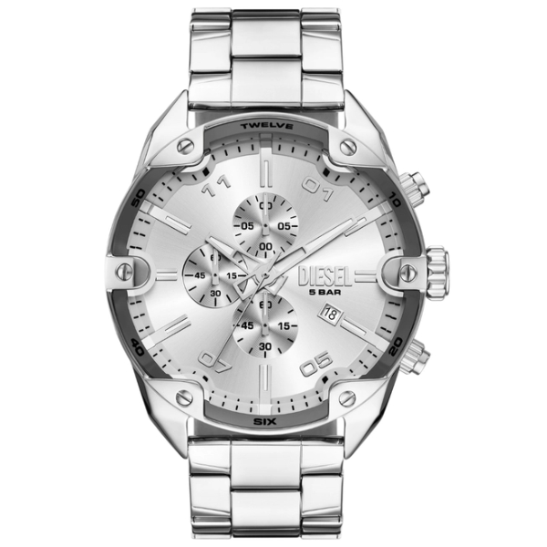 Relógio Diesel Prata Spiked Cronógrafo Dz4677b1 S2sx