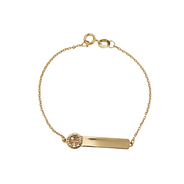 Pulseira Infantil São Bento Plaquinha em Ouro 10k