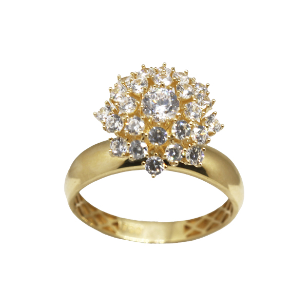 Anel Chuveiro Rainha Ouro 18k Moissanite 4mm