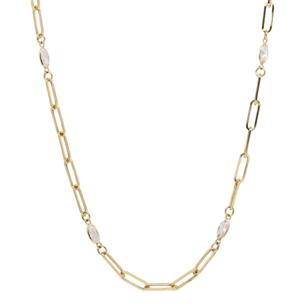 Colar Cadeado Ouro 18k e Zircônias