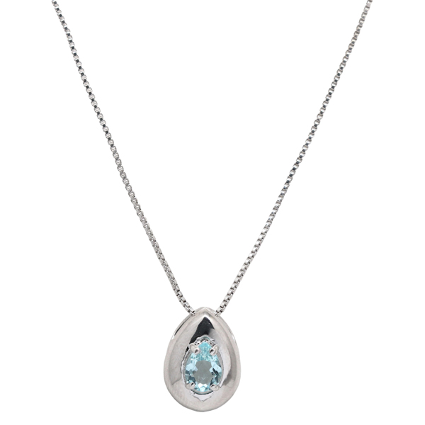 Colar Gota Prata 925 com Zircônia Azul