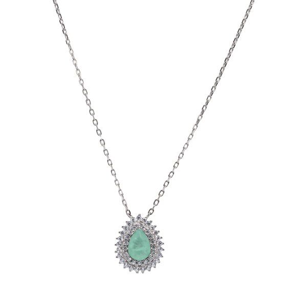 Colar Gota Chuveiro Prata 925 com Zircônias