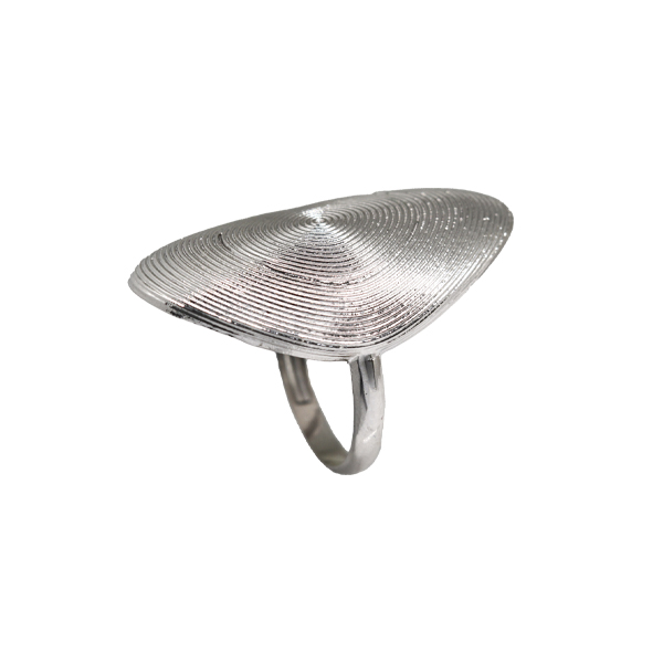 Anel Oval Grande Frisado Prata 925