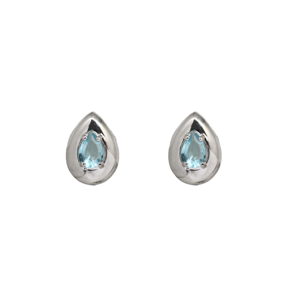Brinco Gota Pequeno Prata 925 com Zircônia Azul