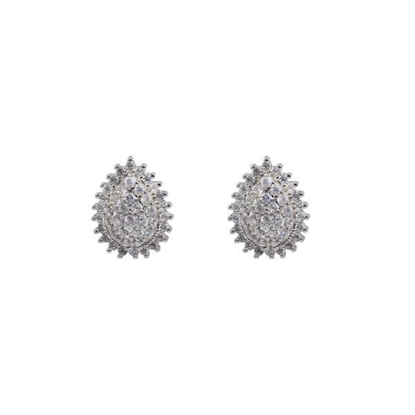 Brinco Chuveiro Gota Pequeno Prata 925 com Zircônias