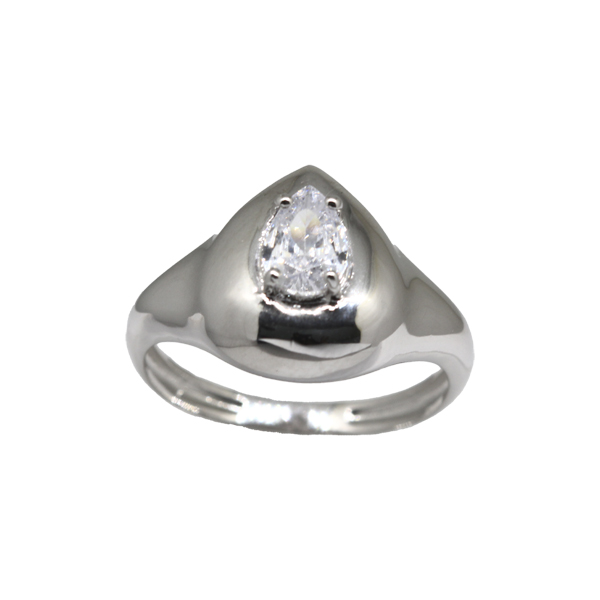 Anel Gota Prata 925 com Zircônia