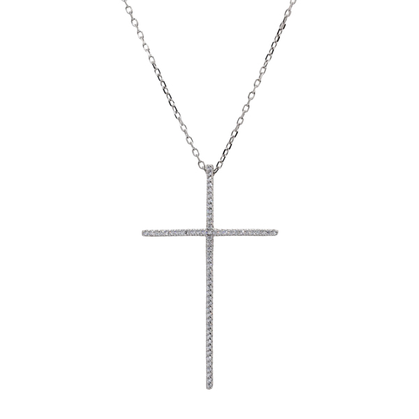 Colar Cruz Prata 925 com Zircônias