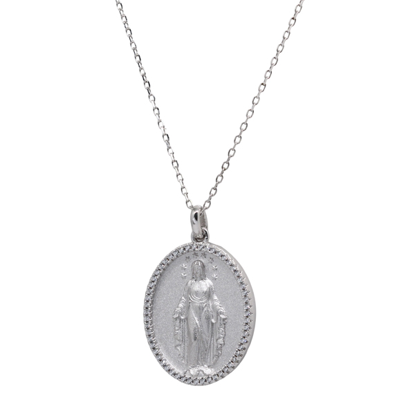 Colar Medalha Milagrosa Oval Prata 925