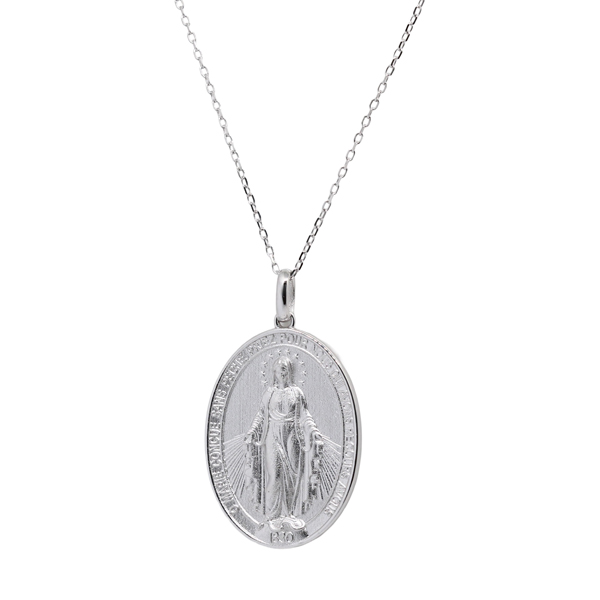 Colar Medalha Milagrosa Prata 925 Clássica
