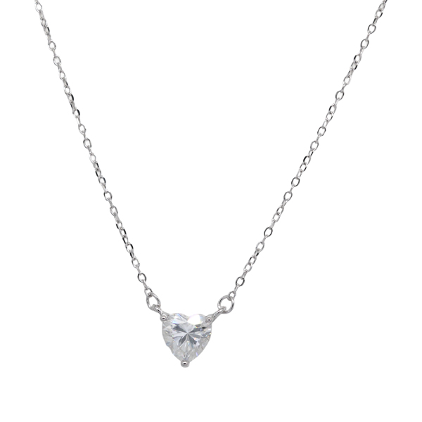 Colar Ponto de Luz Coração com Moissanite Prata 925