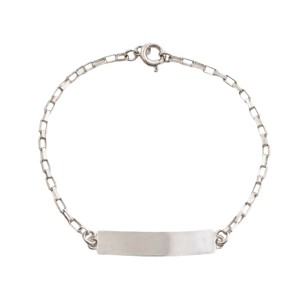 Pulseira Infantil com Placa Prata 925 Corrente Cadeado
