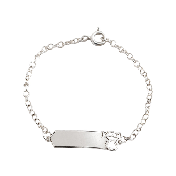 Pulseira Infantil Placa Menina Prata 925
