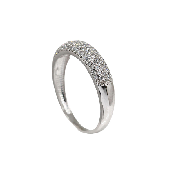 Anel Aparador Prata 925 Cravejado com Moissanite