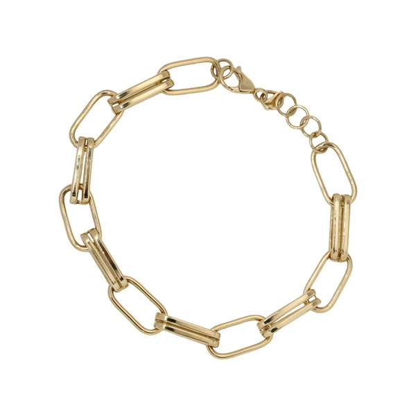 Pulseira Elos Duplos Ouro 18k Feminina