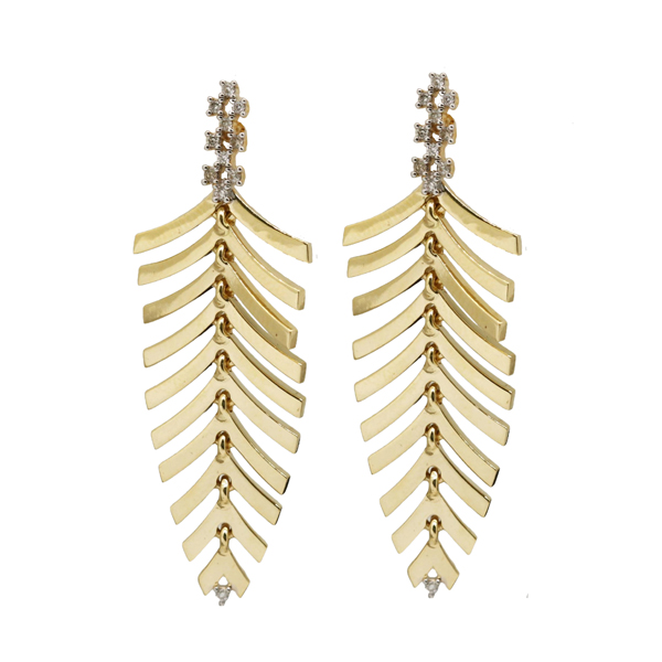 Brinco Alongado Ouro 18k com Diamantes