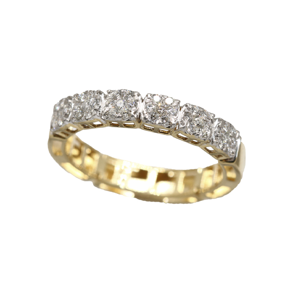 Meia Aliança Ouro 18k com Diamantes