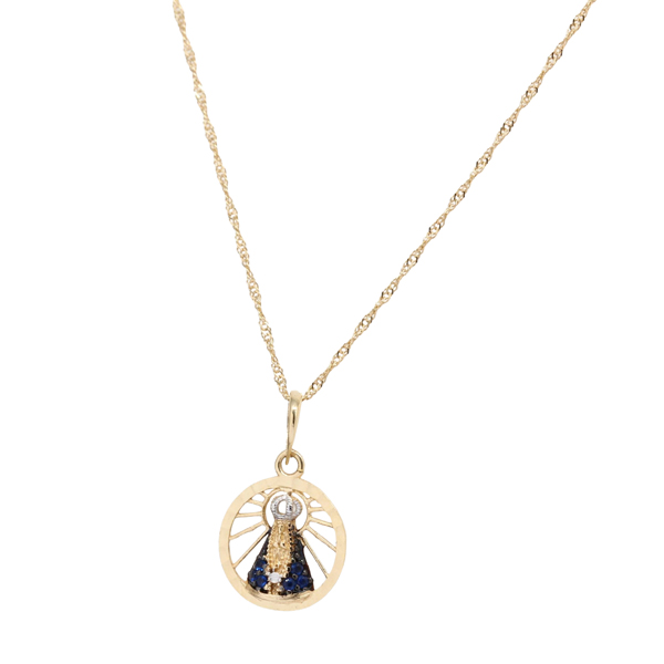 Kit Cordão Ouro 18k + Pingente Nossa Senhora Aparecida