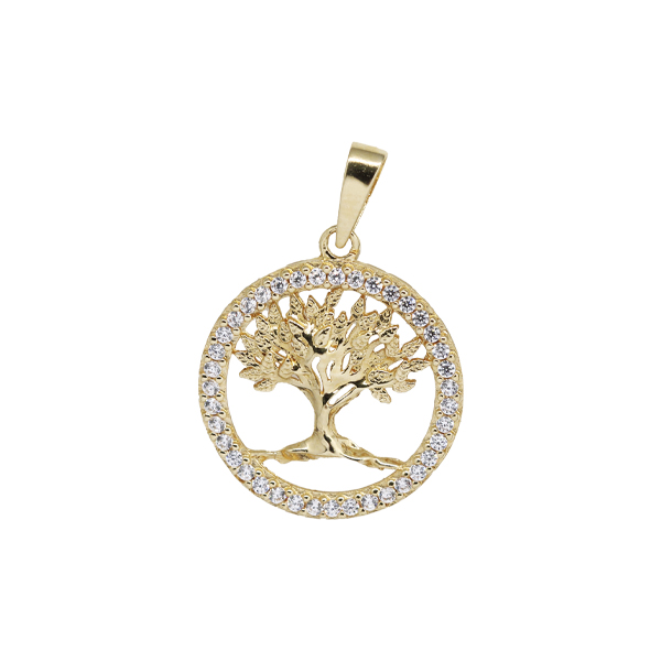 Pingente Árvore da Vida Ouro 18k com Zircônias