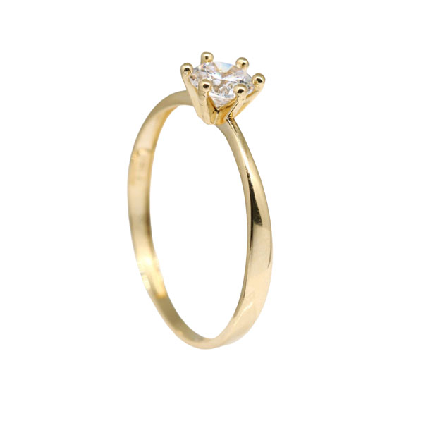 Anel Solitário Ouro 18k Zircônias