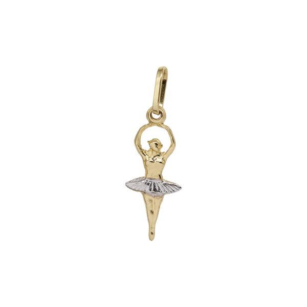 Pingente Bailarina Ouro 18k Dois Tons