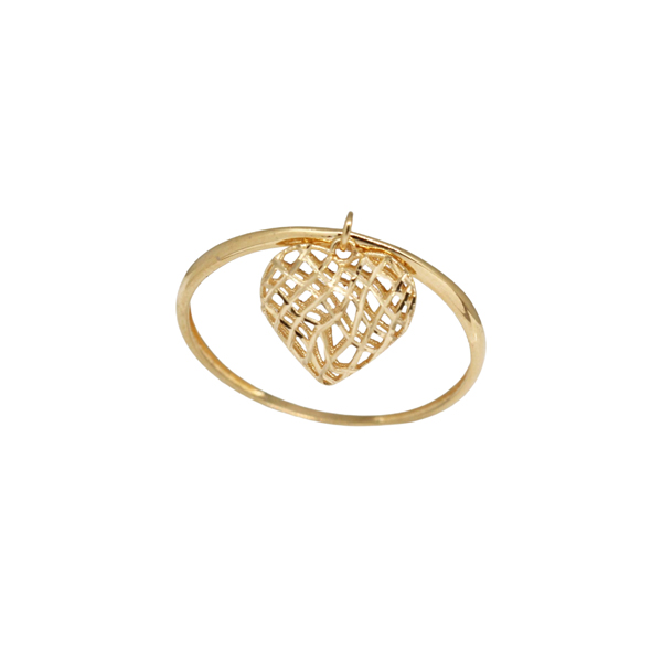 Anel Coração Pendente Ouro 18k Diamantado