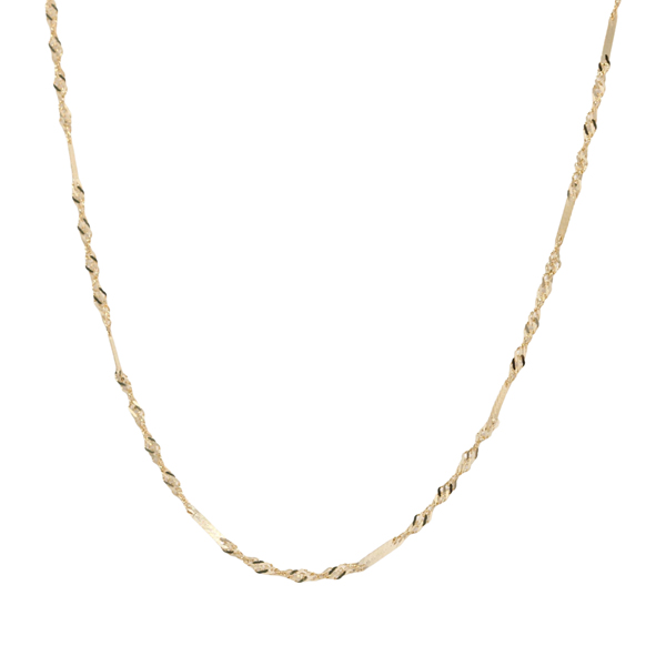 Cordão Singapura Ouro 18k com Placas Intercaladas 45cm