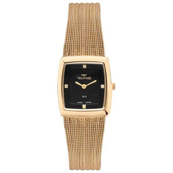 Relógio Technos Feminino Style Dourado Mostrador Preto VX10AK/1P