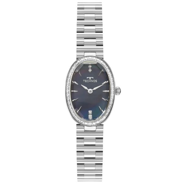 Relógio Technos Feminino Mini Joia Prata Preto VX10AL/1P