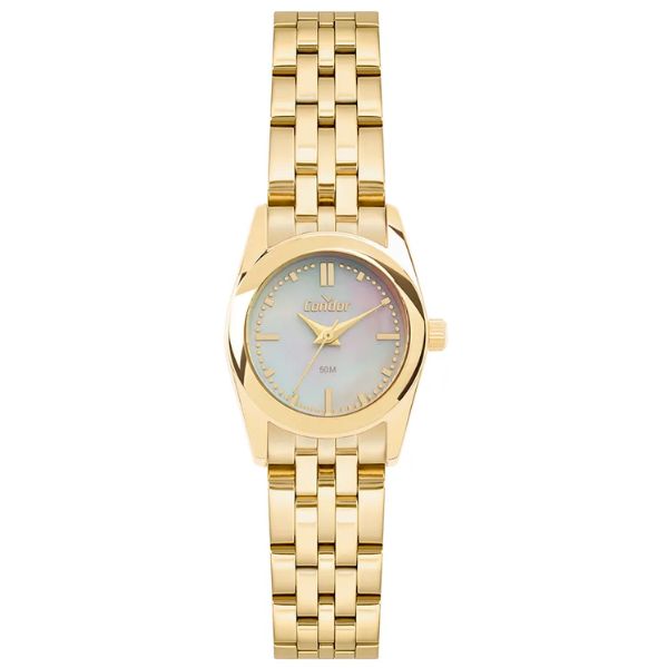 Relógio Condor Feminino Mini Dourado Perolado CO2036MZO/4B