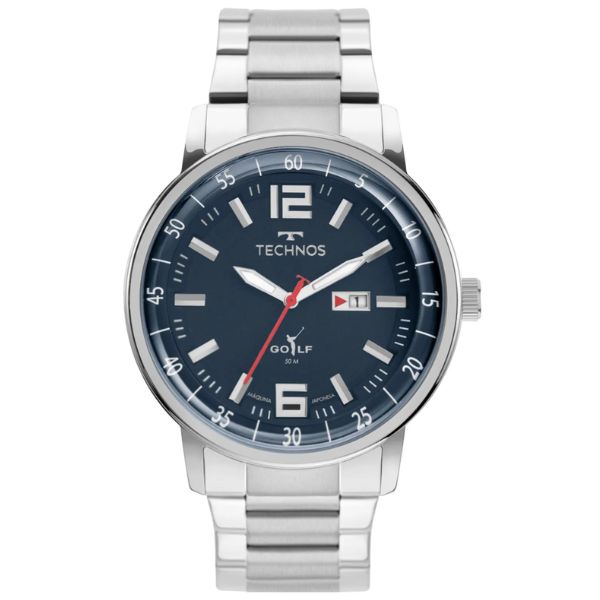 Relógio Technos Masculino Golf Prata Azul 2115MWB/1A