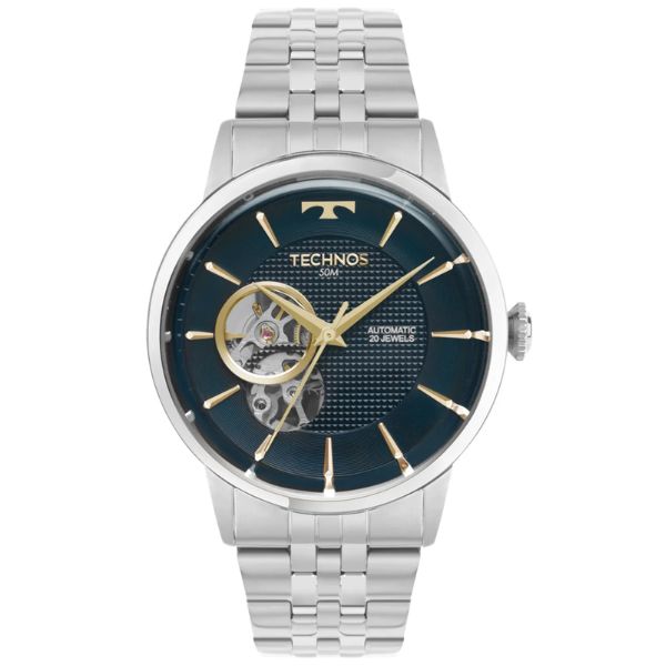 Relógio Technos Masculino Automático Open Heart Azul G3265BL/1A