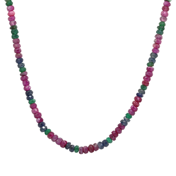 Gargantilha Turmalina Natural Colorida Prata 925 - 42cm
