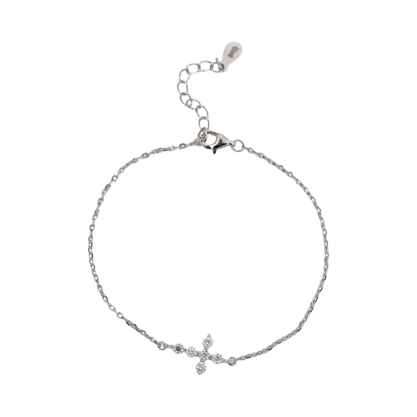 Pulseira Cruz Prata 925 com Moissanite