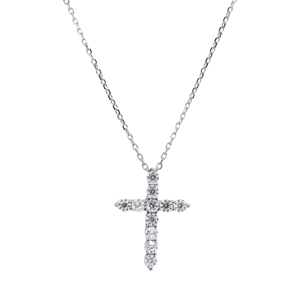 Colar Cruz Delicada Prata 925 com Moissanite