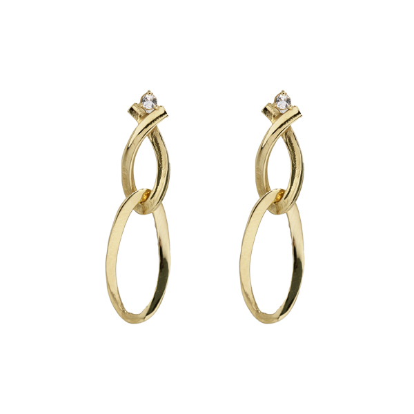 Brinco Elos Alongados em Ouro 18K com Zircônia