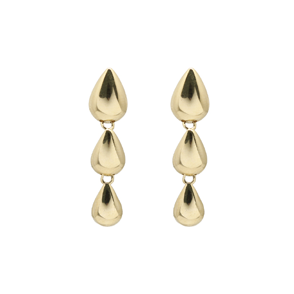 Brinco Gotas Pendente em Ouro 18K Alongado