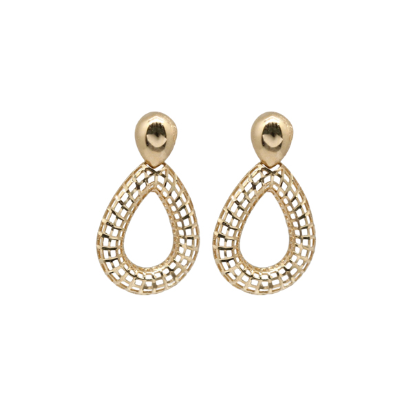 Brinco Gota Diamantado em Ouro 18K Vazado