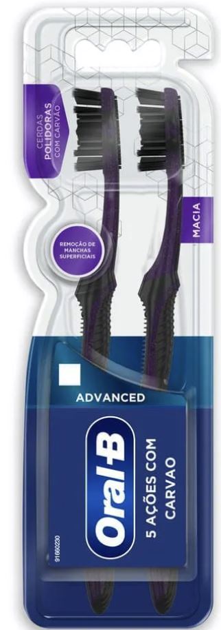 Escova Dental Oral-b Advanced 5 Ações Com Carvão Macia C/2