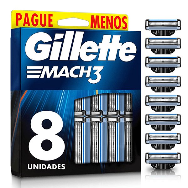 Carga Gillette Mach 3 Lâmina Para Barbear C/ 8