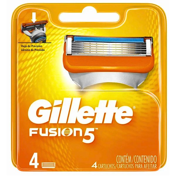 Carga Gillette Fusion 5 Lâmina Para Barbear C/ 4