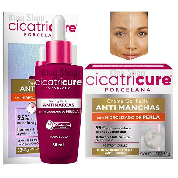 Kit Cicatricure Porcelana Sérum Gel Creme Facial Antimarcas
