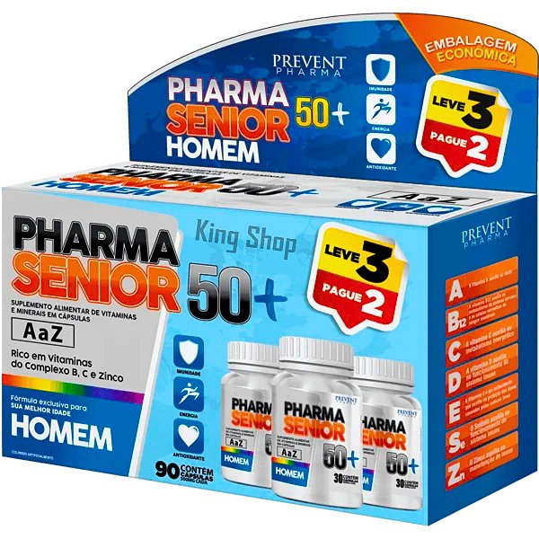 Suplemento Alimentar Pharma Sênior Homem 50+ C/ 90 Caps
